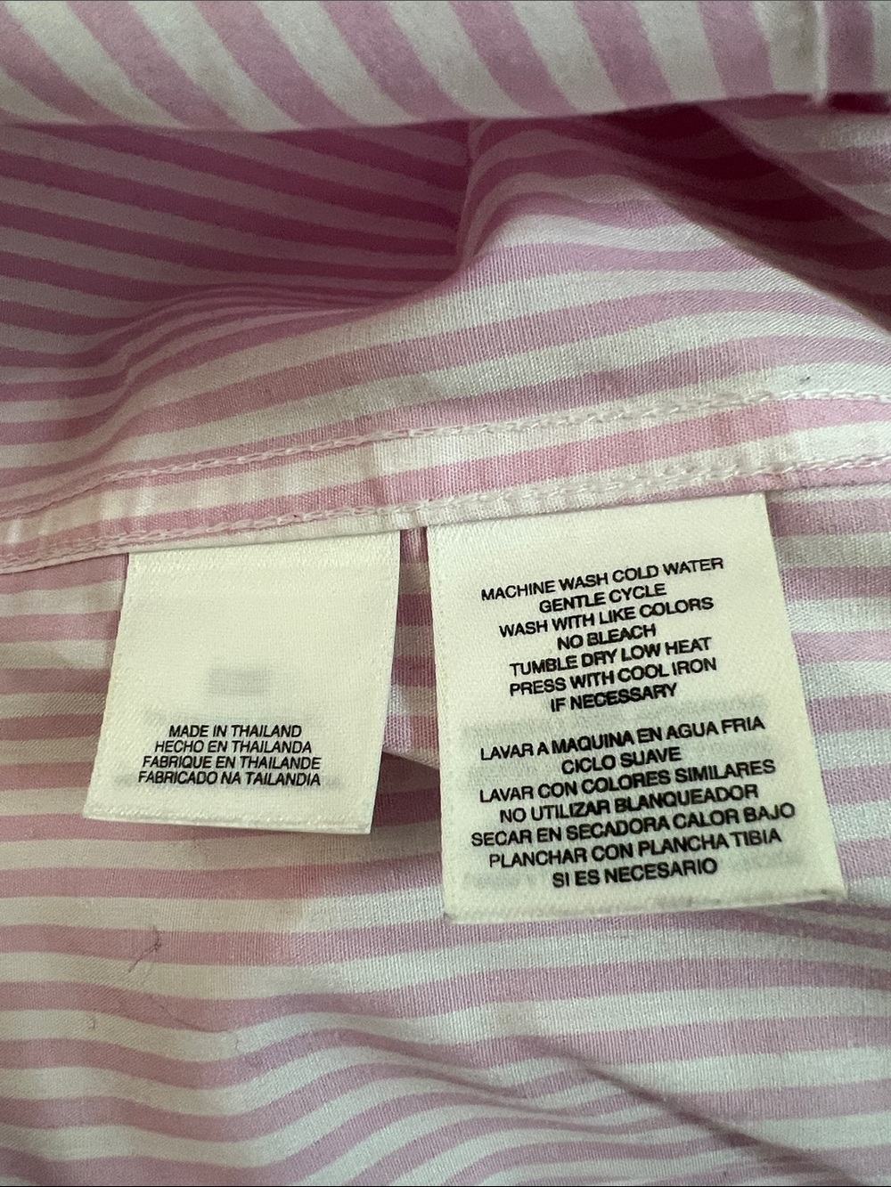 Jones New York Size 16 Non-Iron Pink and White Striped Sleeveless Button Blouse - Picture 4 of 4